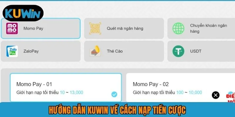 Hướng dẫn KUWIN về cách nạp tiền cược